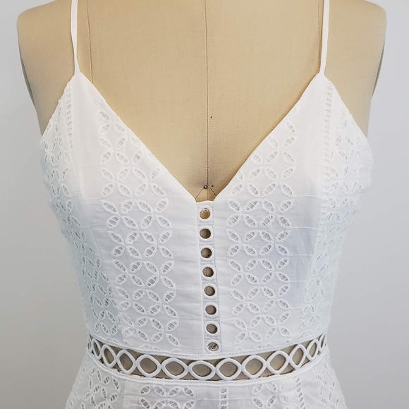 White Crochet Ruffle Dress - Picture 4 of 6